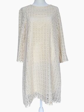 A.P.C. x Vanessa Seward White Square Lace Off Shift Dress Sz‎ L